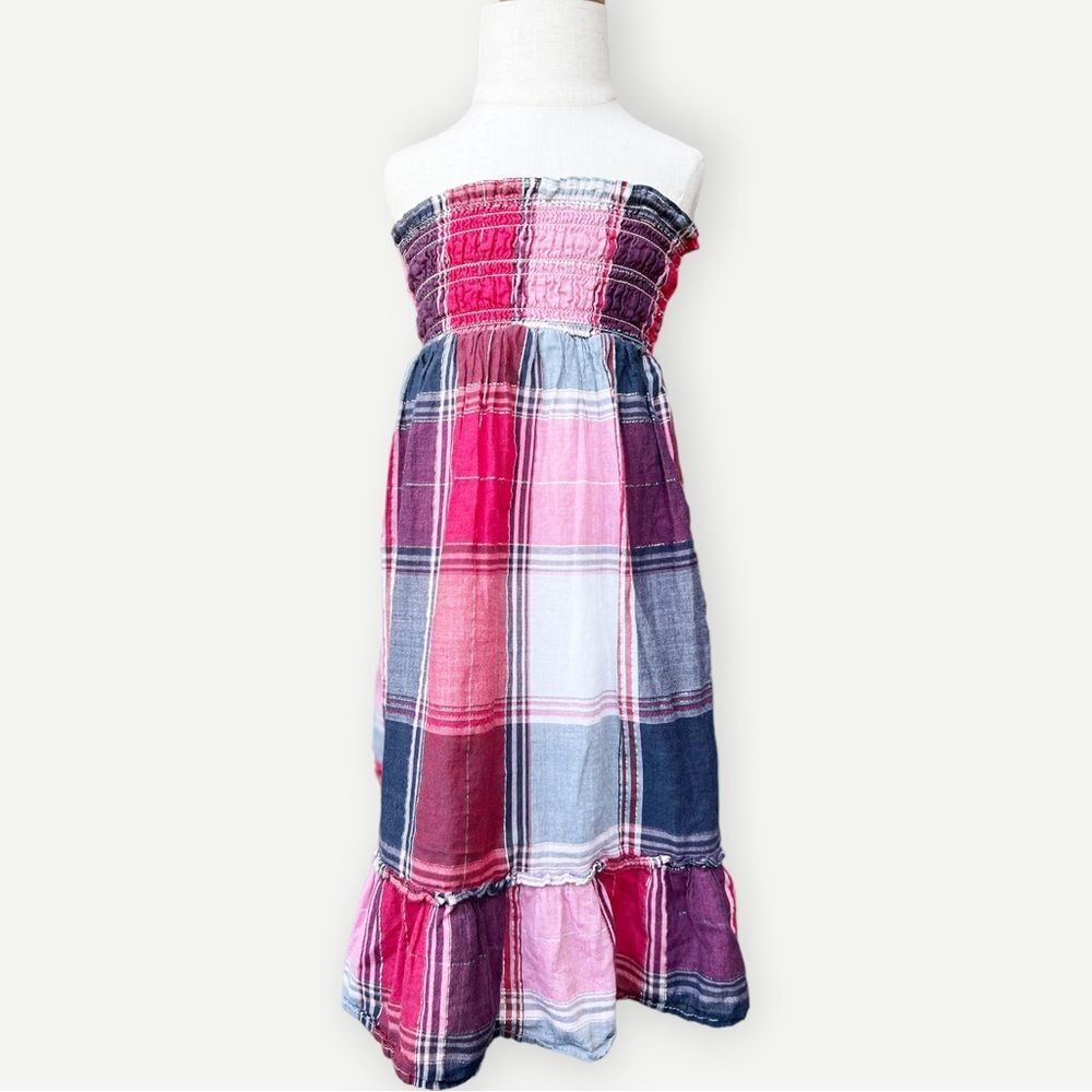 Old Navy Girls Toddler Kids Sleeveless Ruched Plaid Lined Summer Dress. 5. 5T.